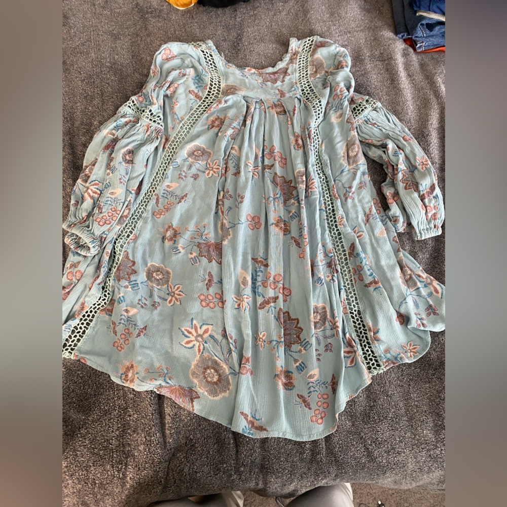 Free People Green and Orange Long Sleeve Tunic - Picture 5 of 5